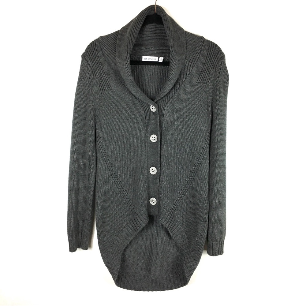 525 American charcoal gray cardigan sweater size S